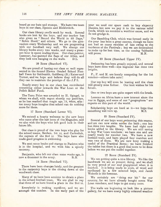 The Jews Free School Magazine, December 1915. Vol 2 Nº18. Reproduced by kind permission of the Trustees of JFS,  © 2017