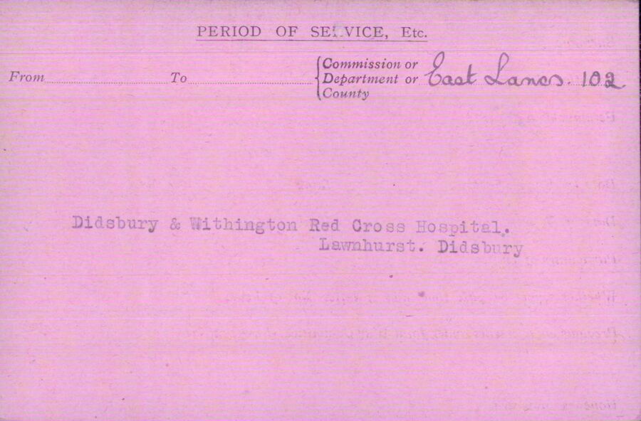 VAD record card reverse 