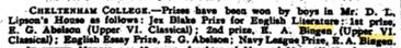 Jewish Chronicle 11.06.1915 Cheltenham College   literature prize