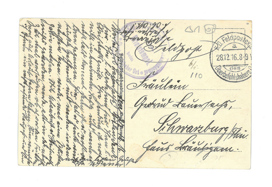 World War 1 Russo-Polish refugess or traders, with German or Austro Hapsburg officer. Reverse