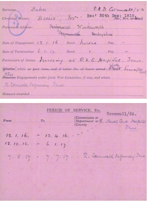 VAD nursing cards - from the Red Cross