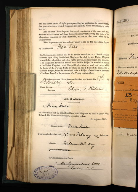 Naturalisation papers - 1902