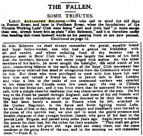 Extract from The Jewish Cronicle
