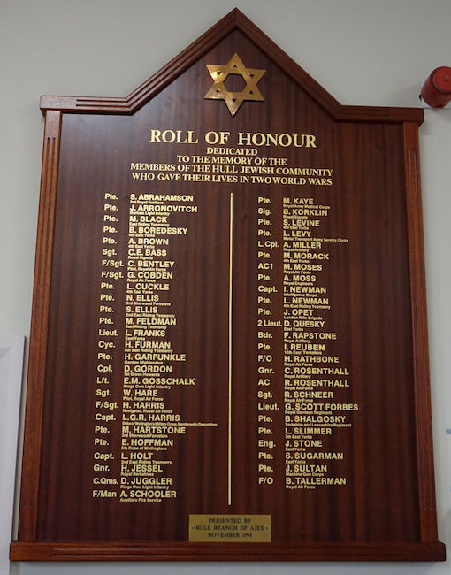 Pryme Street Synagogue Memorial Board