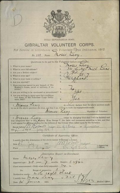 Gibraltar Volunteer Corps Registration Form