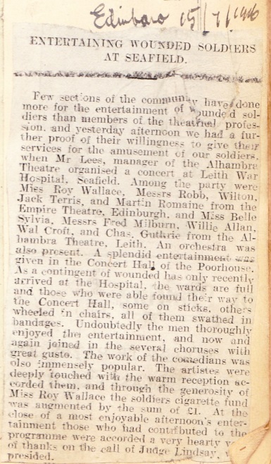 1916.07.15 Edinburgh entertaining the wounded