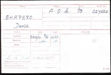Medal Roll Index Card