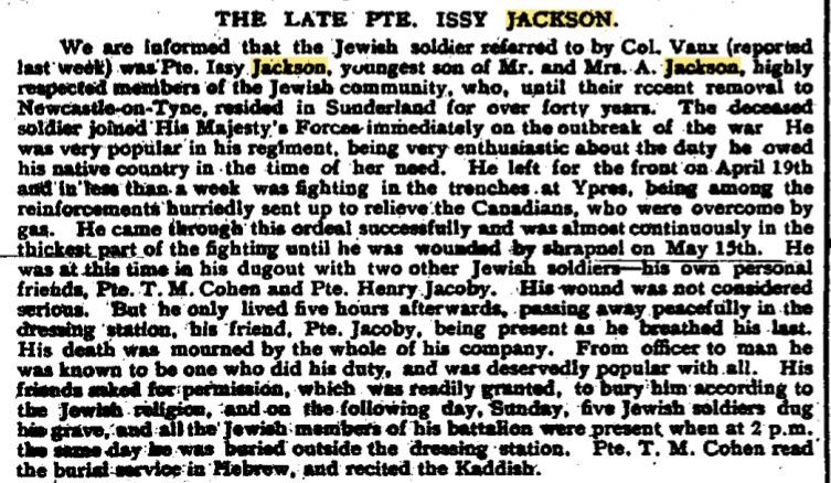 The Late Pte Issy Jackson (Transcribed)