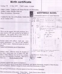 Birth certificate information