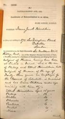 Naturalisation Certificate