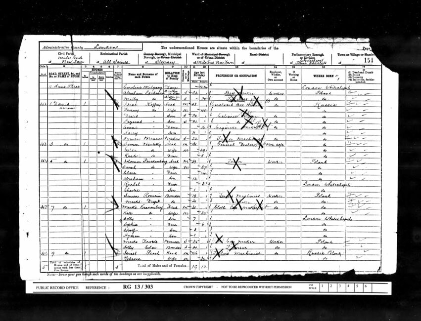 Rachel Wisotsky listed in the 1901 census