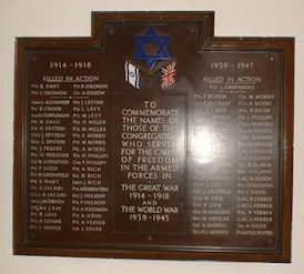 Memorial Board at Stoke-on-Trent Synagogue