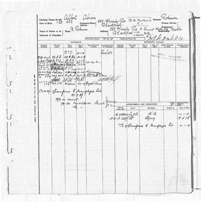 RFC service record card