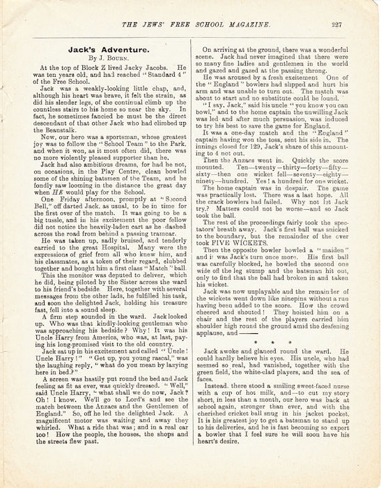 The Jews Free School Magazine, July 1917. Vol 3 Nº 23. Reproduced by kind permission of the Trustees of JFS,  © 2017