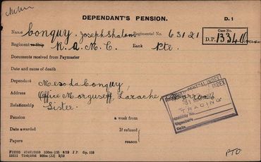 Dependant's Pension Card