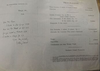 Programme of Dorothea's Piano recital