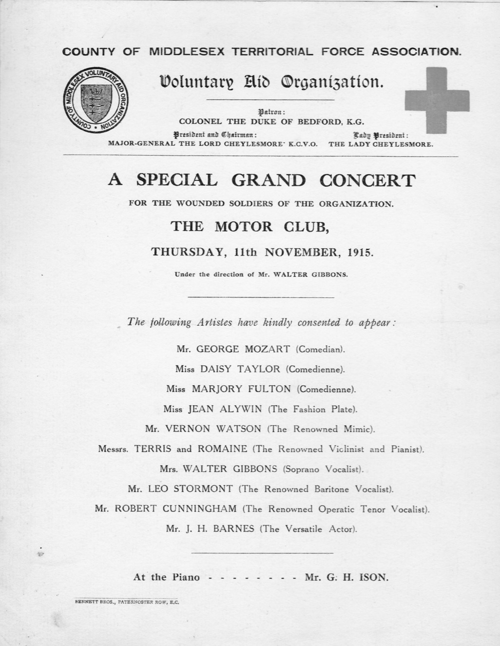 1915.11.11 The Motor Club Playbill 