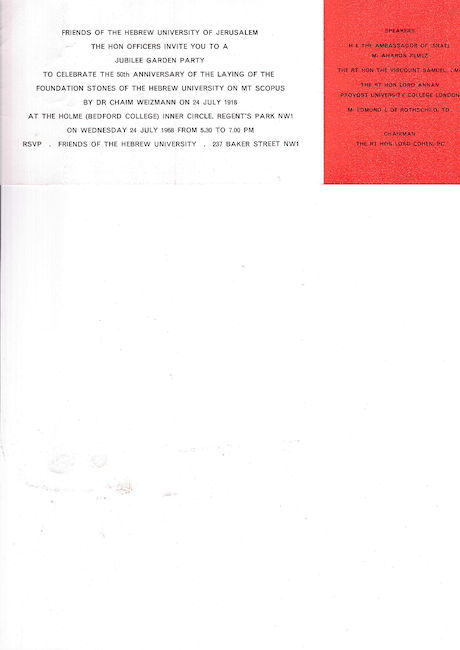 Hebrew University Invitation