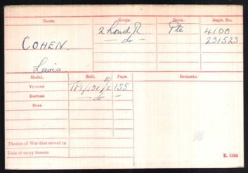 WW1 Medal Roll Index Card