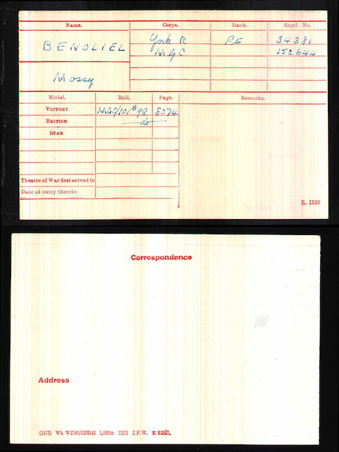 Medal index card