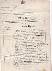 Isaac's Romanian birth certificate 1