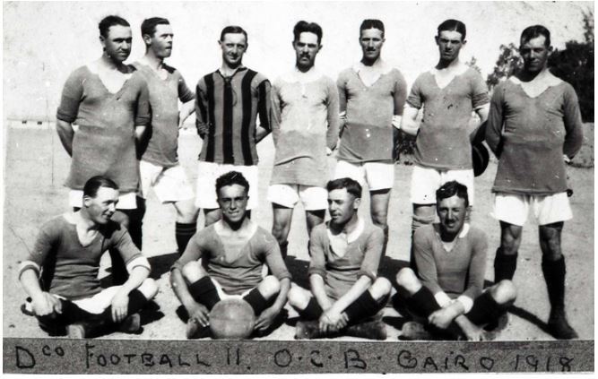 Simeon Salzedo Photo album - D Company Football 11 Officer's Cadet Battalion Cairo 1918 (Simeon is holding the ball)