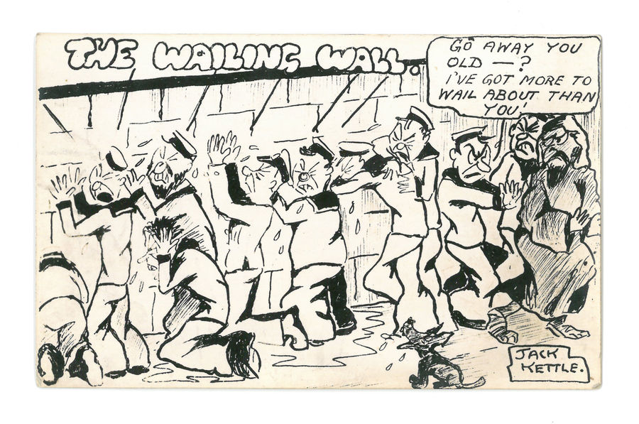 Cartoon of sailors at the Western Wall