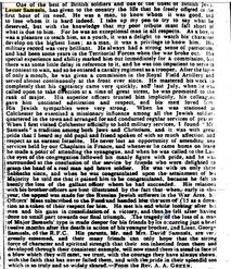 Jewish Chronicle Tribute 12/10/1917