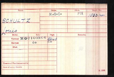 Medal Index Card