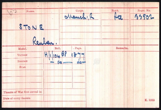 WW1 Medal Roll Index Card