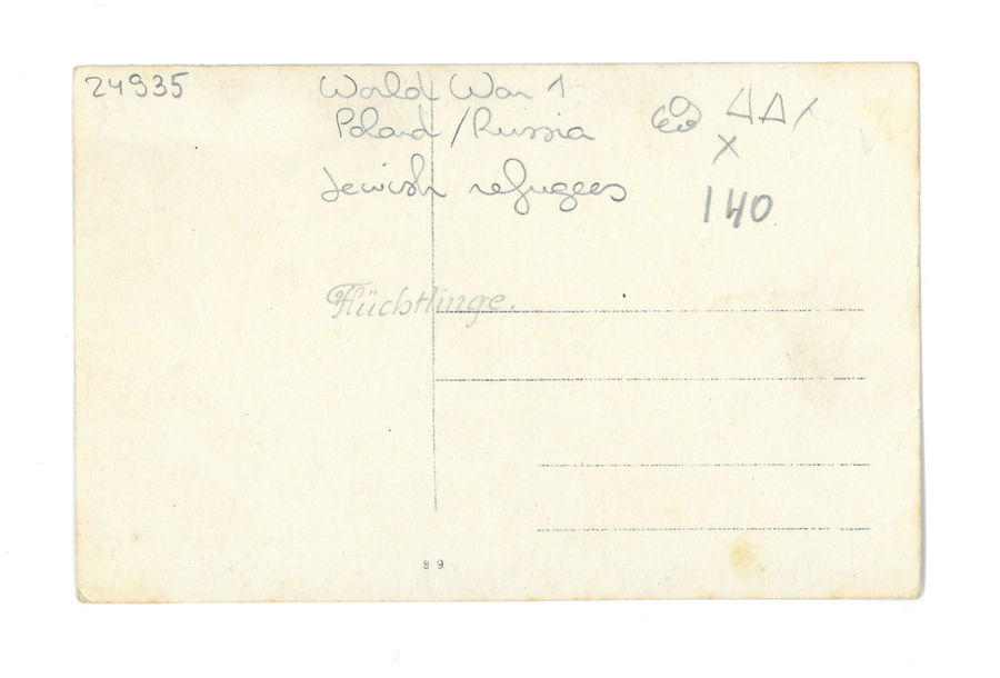 World War 1 Poland/Russia Jewish refugees. Reverse