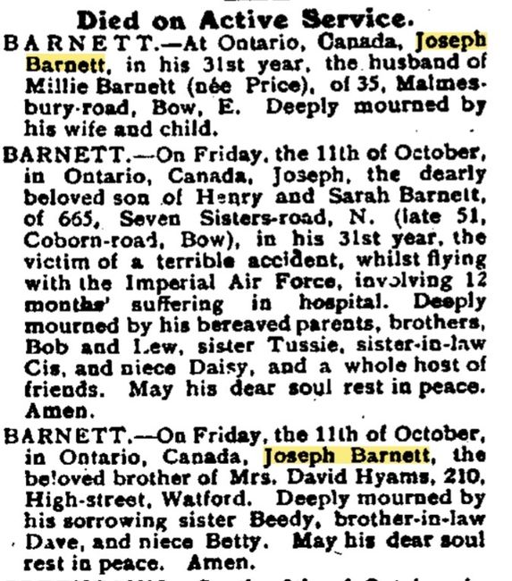 Jewish Chronicle Entry 18/10/1918