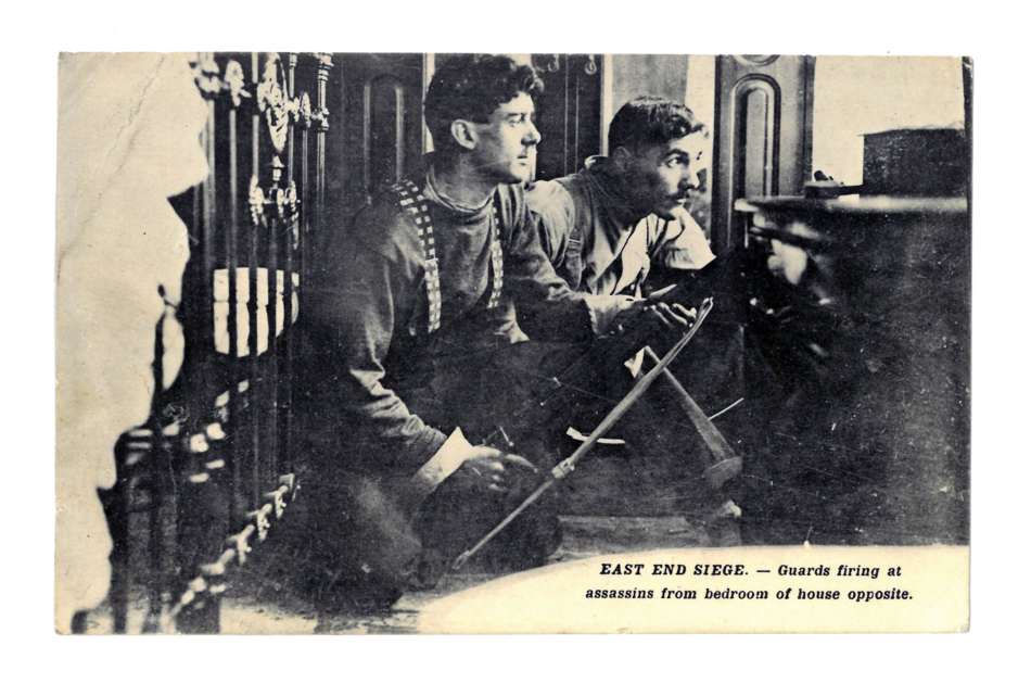 Scots Guards marksmen in a house opposite