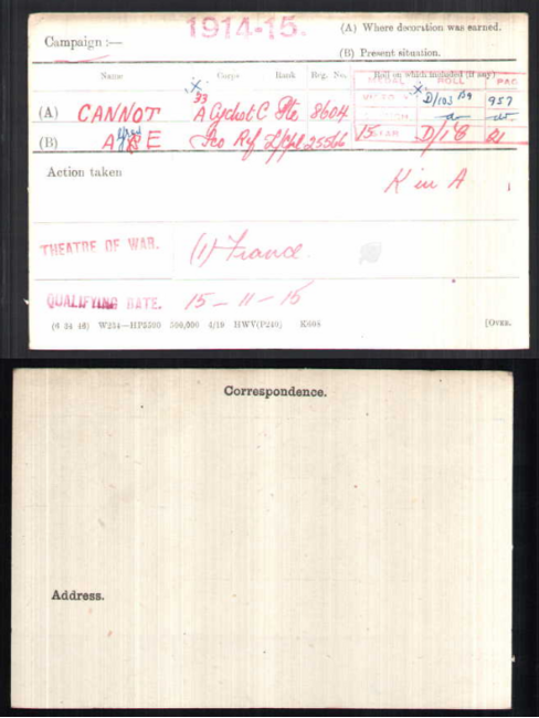Medal card