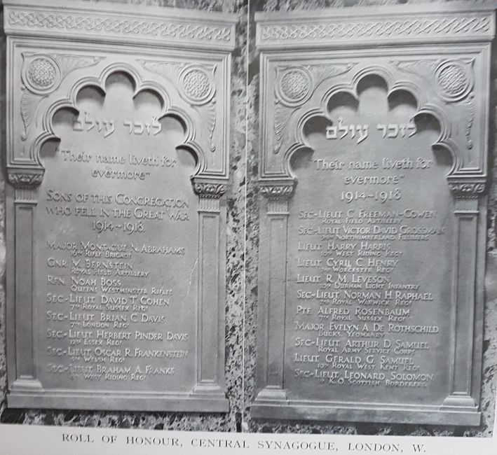 Central Synagogue Memorial Board